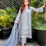 Maison Grey Premium Embroidered 3 Piece Suit