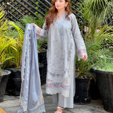 Maison Grey Premium Embroidered 3 Piece Suit