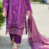 Violet Veil Premium Embroidered 3 Piece Suit