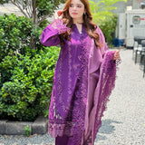 Violet Veil Premium Embroidered 3 Piece Suit