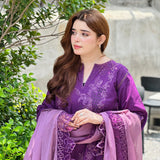 Violet Veil Premium Embroidered 3 Piece Suit