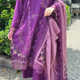 Violet Veil Premium Embroidered 3 Piece Suit
