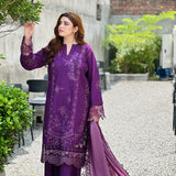 Violet Veil Premium Embroidered 3 Piece Suit