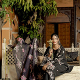 Midnight Bloom Premium Embroidered 3 Piece Suit