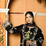 Midnight Bloom Premium Embroidered 3 Piece Suit