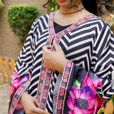 Noir Blossom Printed 4 Piece Luxury Suit