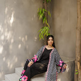 Noir Blossom Printed 4 Piece Luxury Suit